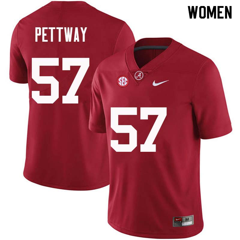 Women #57 D.J. Pettway Alabama Crimson Tide College Football Jerseys Sale-Crimson